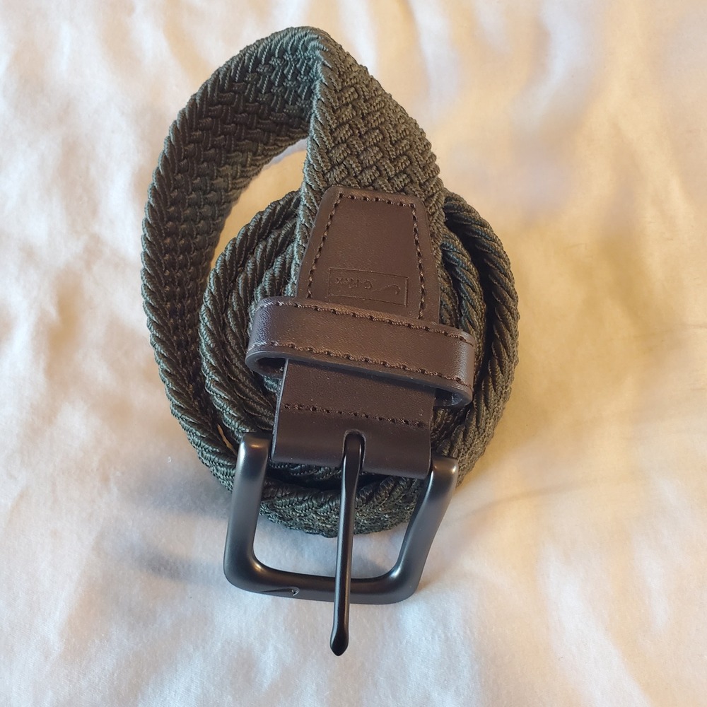 Nike G-Flex Golf Belt Mens Large Olive Green Woven Braided Stretch S5045209A